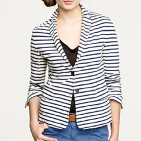 J. Crew Jackets & Blazers - J. Crew Women's Maritime Blazer Cotton Striped Long Sleeve Sweater XS (J9)